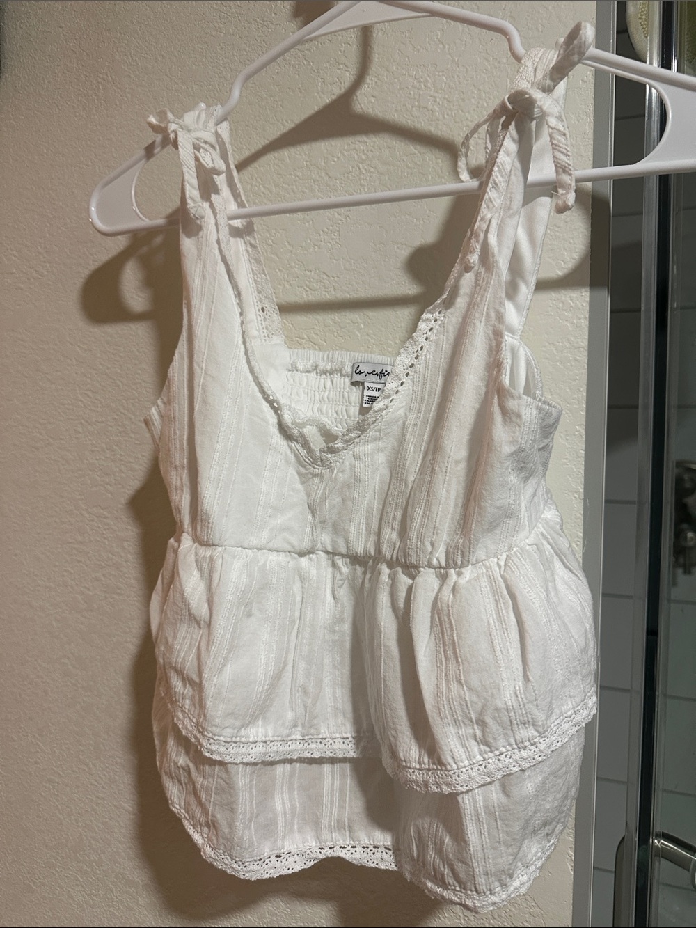 lovestitch White Tie-Shoulder Peplum Cami